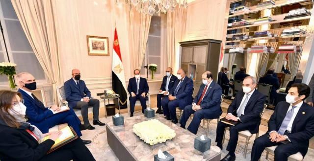 الرئيس السيسي خلال لقائه برئيس المجلس الأوروبي