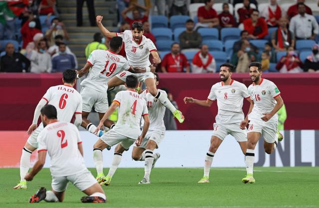 احتفال المنتخب الاردنى بالهدف الاول