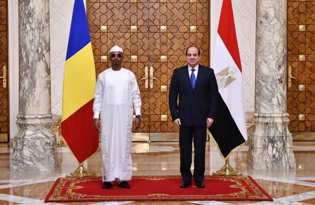 الرئيس السيسي خلال استقباله رئيس المجلس العسكري الانتقالي لجمهورية تشاد