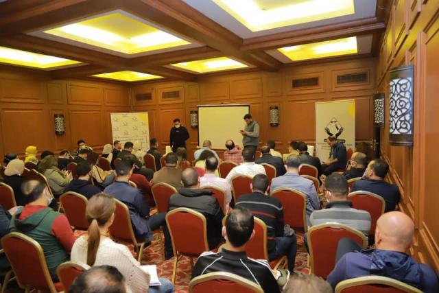 وفدالتنسيقية مع فريق العمل خلال منتدى شباب العالم