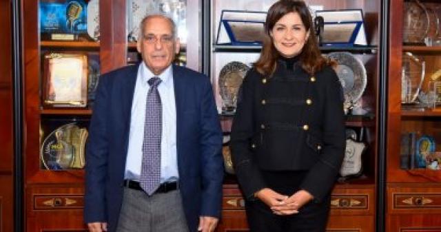 وزيرة الهجرة خلال لقاء الدكتور رشيق المراغى