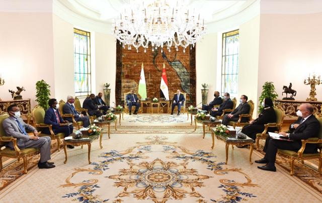 المباحثات الموسعة بين الرئيس السيسي ونظيره الجيبوتي