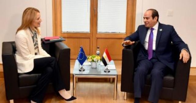 الرئيس السيسى يلتقى رئيسة البرلمان الأوروبى