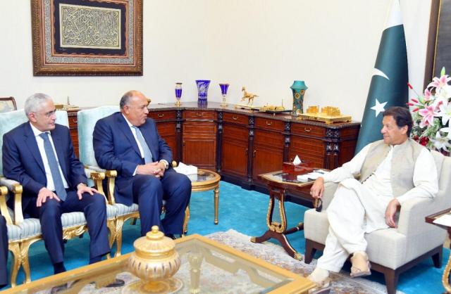 سامح شكرى وزير الخارجية ورئيس الوزراء الباكستاني عمران خان