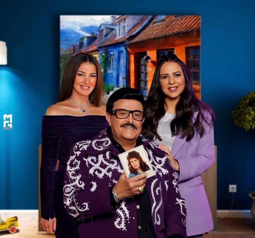 دنيا وإيمي سيمر غانم مع والدهما