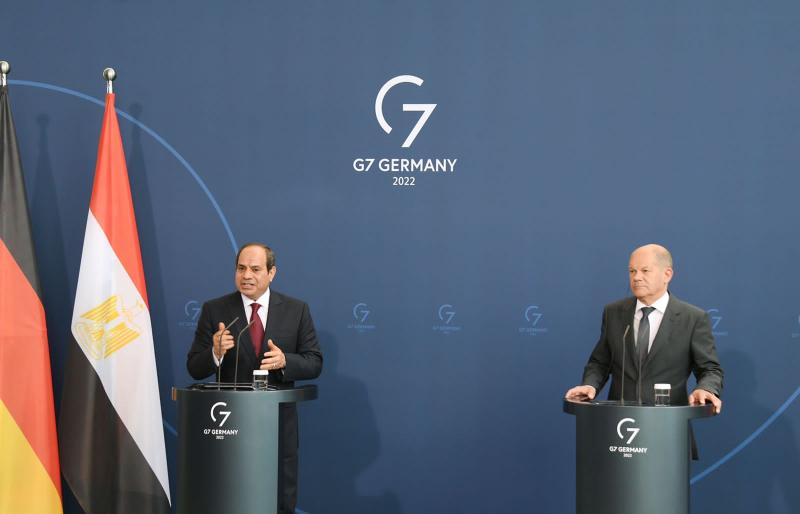 المؤتمر الصحفي المشترك بين الرئيس السيسي والمستشار الألماني