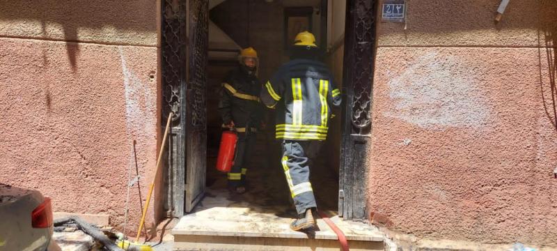 الحماية المدنية أثناء السيطرة على حريق كنيسة أبو سيفين