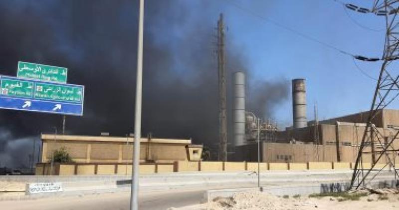 حريق محطة كهرباء حلوان
