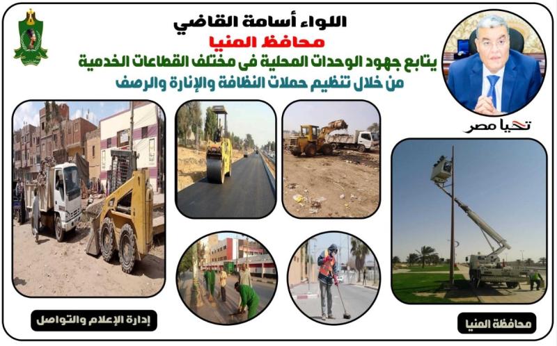 محافظ المنيا يتابع جهود الوحدات المحلية في مختلف القطاعات الخدمية 