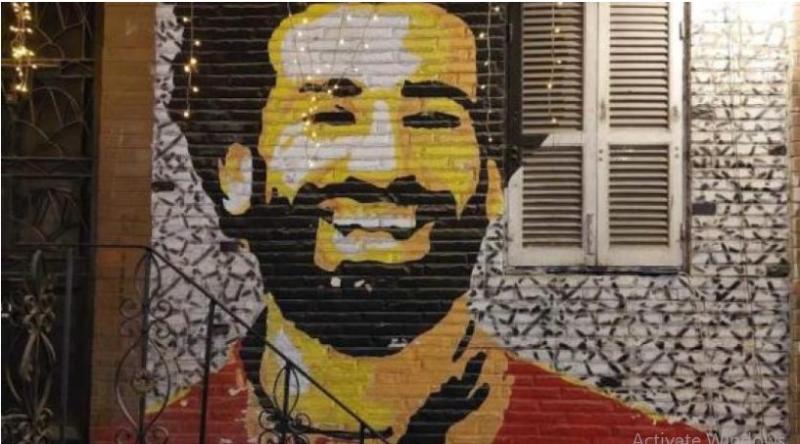 جرافيتي» محمد صلاح على أحد جدران مقهى «زهرة البستان» 