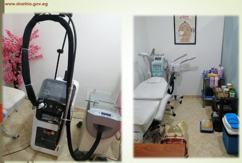  ضبط مركز للعلاج الطبيعى وادوات التجميل بدون ترخيص 