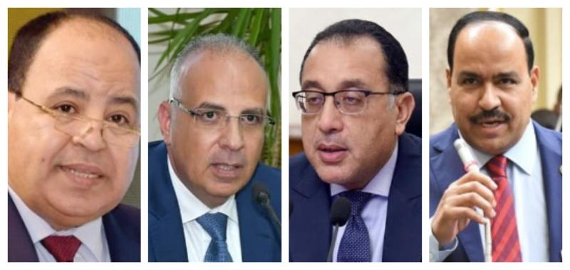 النائب أحمد قورة والدكتور مصطفي مدبولي والدكتور هاني سويلم والدكتور محمد معيط