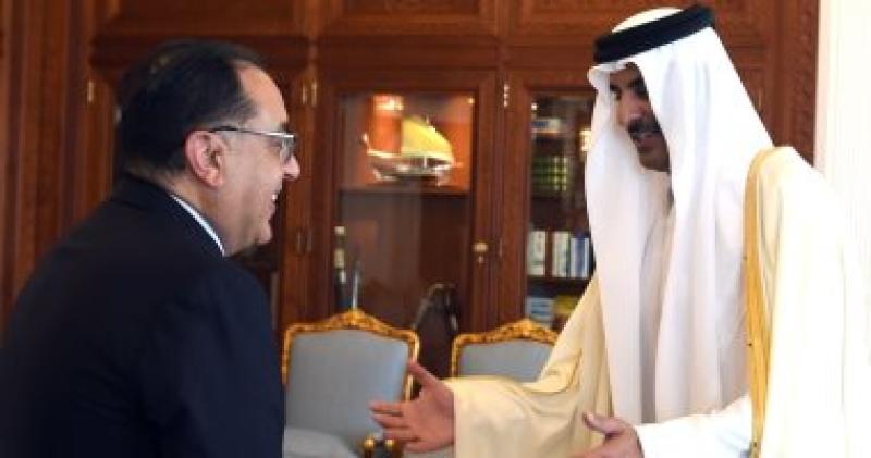 الشيخ تميم بن حمد آل ثاني أمير دولة قطر والدكتور مصطفى مدبولي