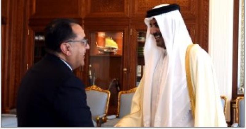 استقبال الشيخ تميم بن حمد آل ثاني للدكتور مصطفى مدبولي