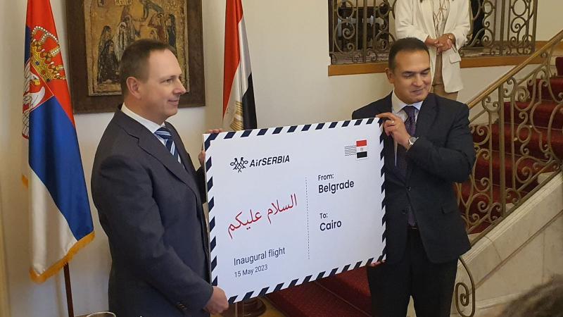 أثناء احتفالية تدشين خط الطيران