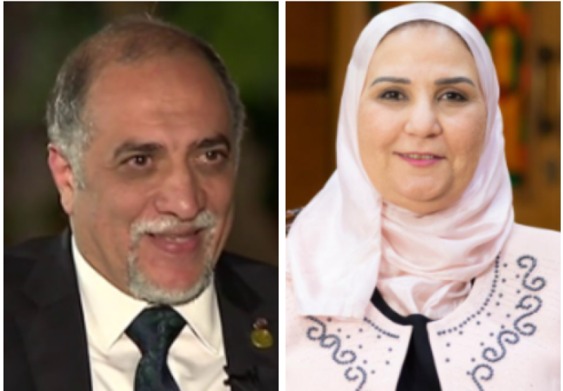 الدكتورة نيفين القباج والدكتور عبد الهادى القصبى