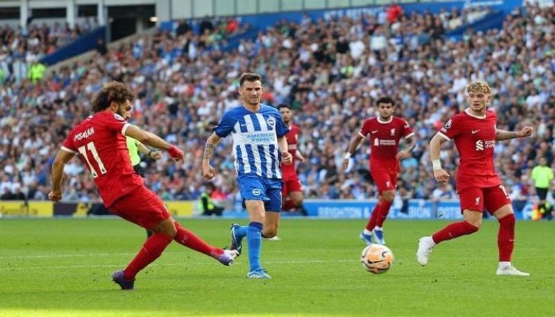 محمد صلاح لحظة تسجيله الهدف الاول في برايتون