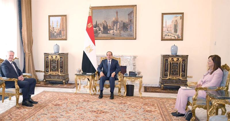 الرئيس السيسي خلال استقبال ماتياس كورمان سكرتير عام منظمة التعاون الاقتصادي والتنمية
