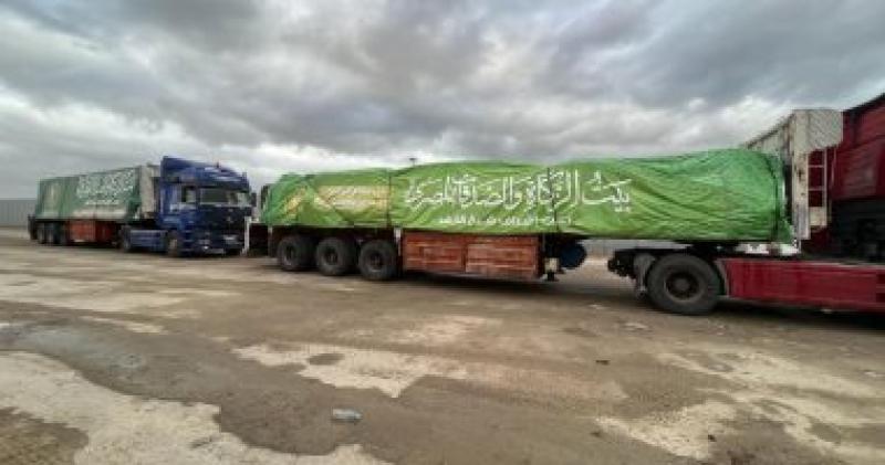 قوافل إغاثية كبرى وصلت من بيت الزكاة إلى قطاع غزة