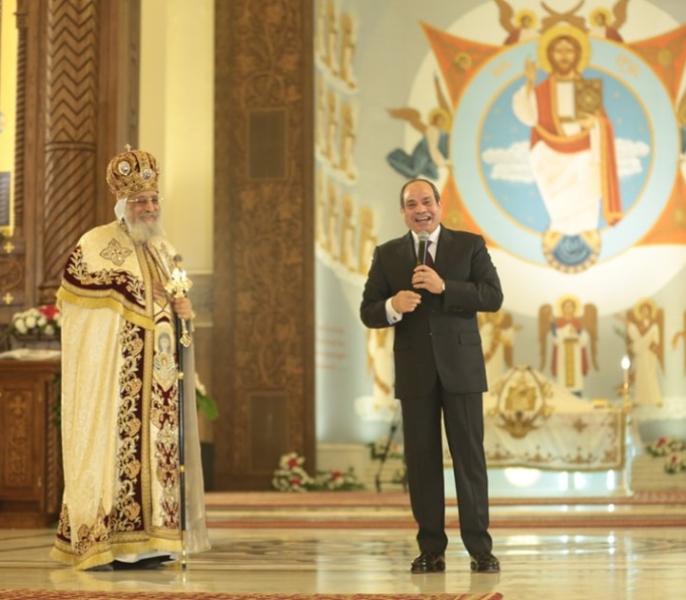 الرئيس السيسي خلال تهنئة الاقباط 