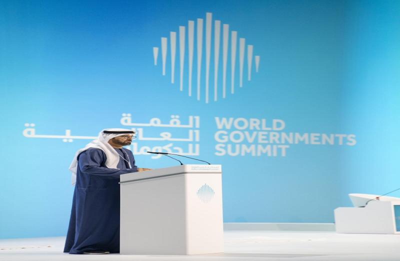 محمد القرقاوي أثناء كلمته في افتتاح قمة الحكومات