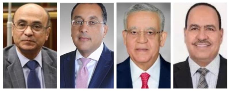 النائب أحمد قورة والمستشار جبالى ومصطفى مدبولى ووزير العدل