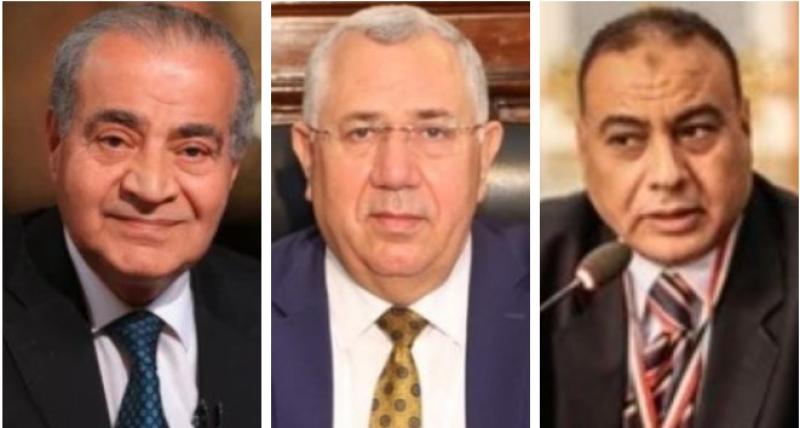 المستشار محمد سليم ووزيرى الزراعة والتموين