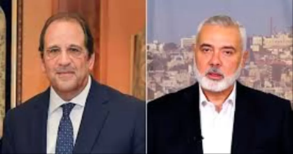 إسماعيل هنية وعباس كامل وزير المخابرات المصرية