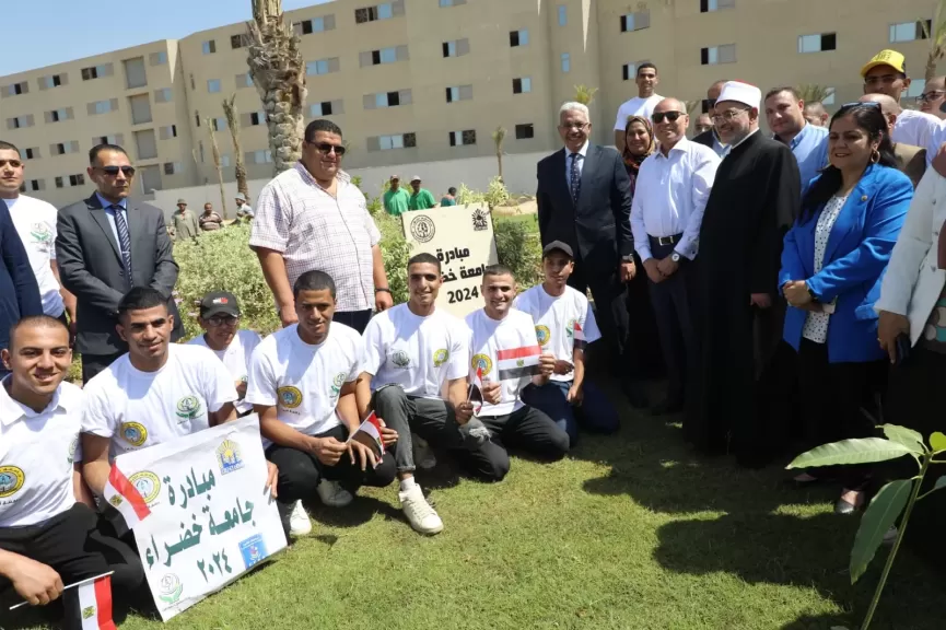 محافظ القاهرة -رئيس جامعة الازهر- مبادرة زراعة ٢٤٠٠ شجرة 