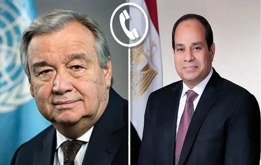 الرئيس عبد الفتاح السيسي و سكرتير عام الأمم المتحدة 