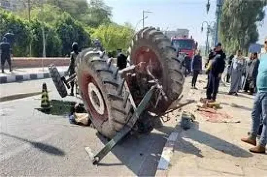 تصادم جرار زراعي وموتوسيكل