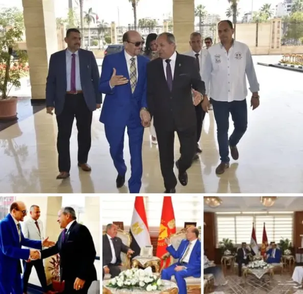 جانب من مقابلة محافظ بورسعيد للفنان محمد صبحي