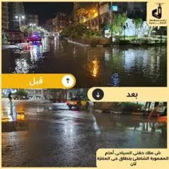 كيك مياه الأمطار فى شوارع الاسكندريه