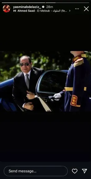 ياسمين عبدالعزيز تحتفي بصورة الرئيس السيسي 