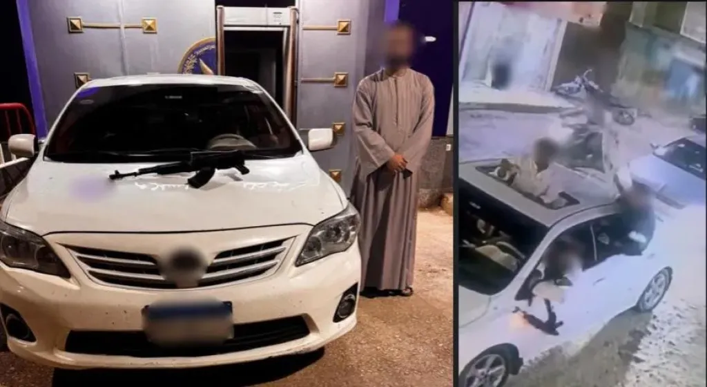 سائق بسوهاج أشهر سلاحًا آليًا من نافذة سيارته وسط الطريق