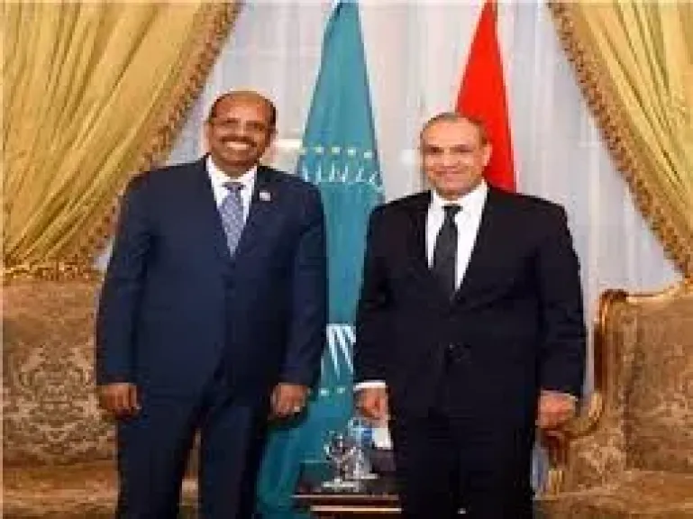 الوزير بدر عبد العاطى مع رئيس مفوضية الاتحاد الافريقى