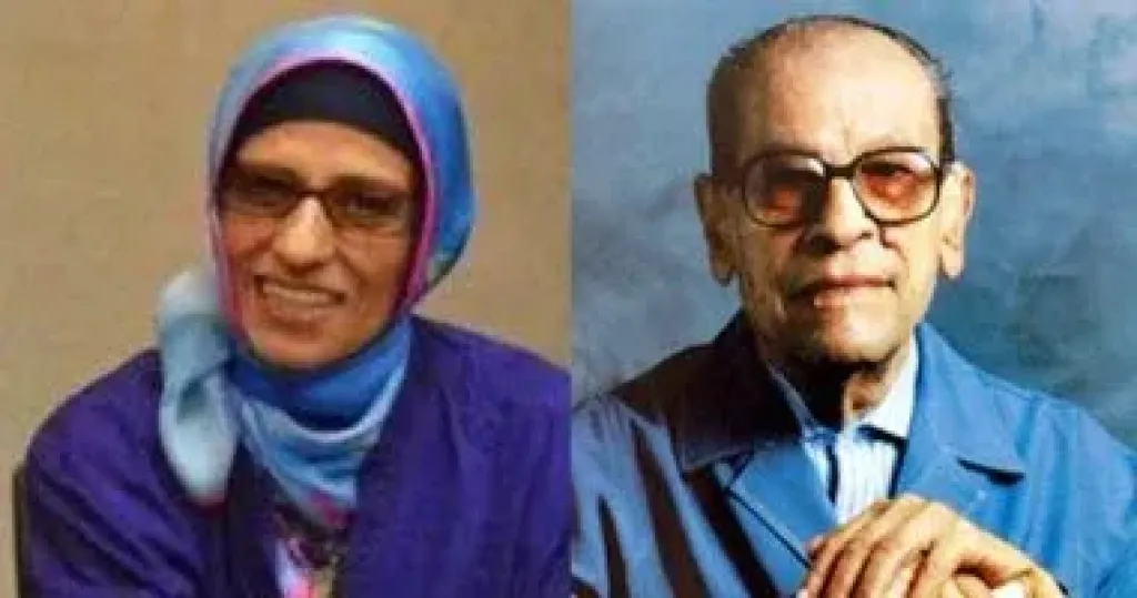 هدى نجيب محفوظ ووالدها الراحل صاحب نوبل