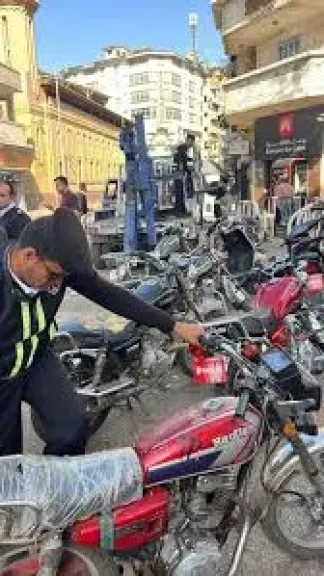 حمله مروريه على الموتوسيكلات بمدينه دمياط