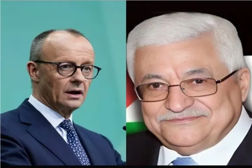 الرئيس الفلسطيني محمود عباس والمستشار الألماني فريدريش ميرز