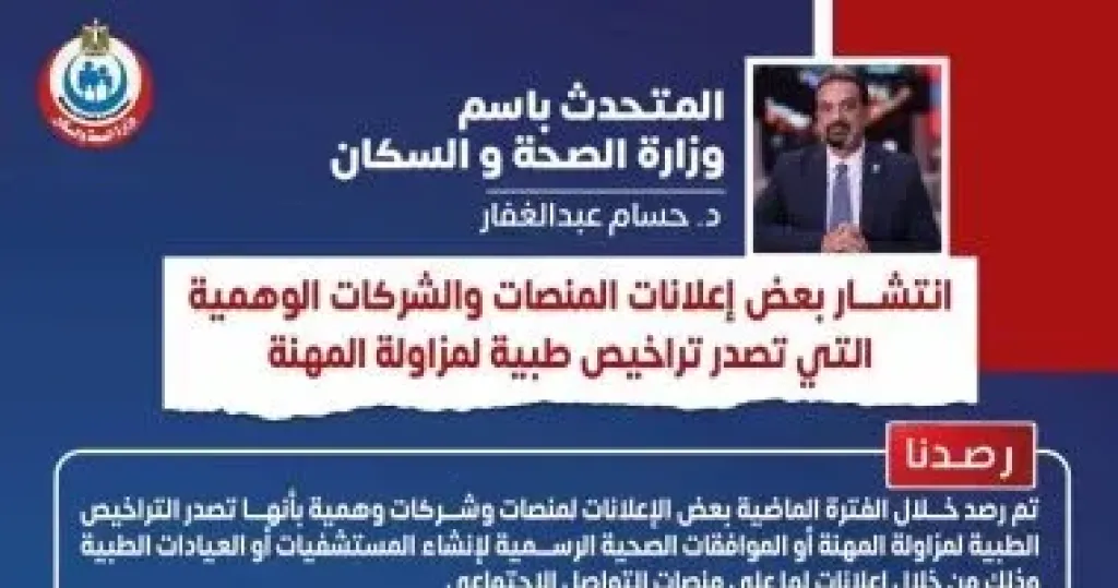 الدكتور حسام عبد الغفار المتحدث باسم وزارة الصحة