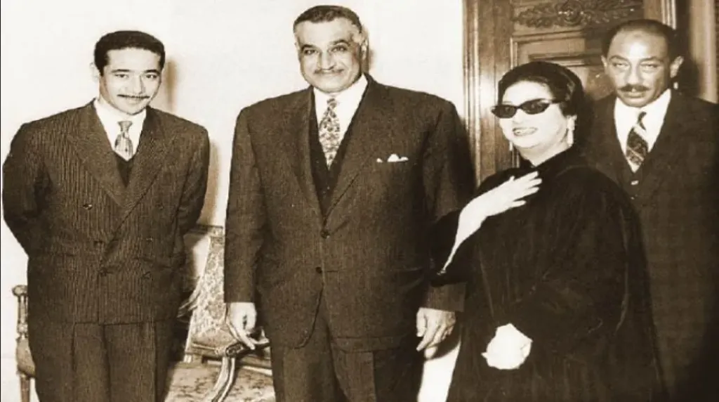 السادات وام كلثوم وعبد الناصر والموجى