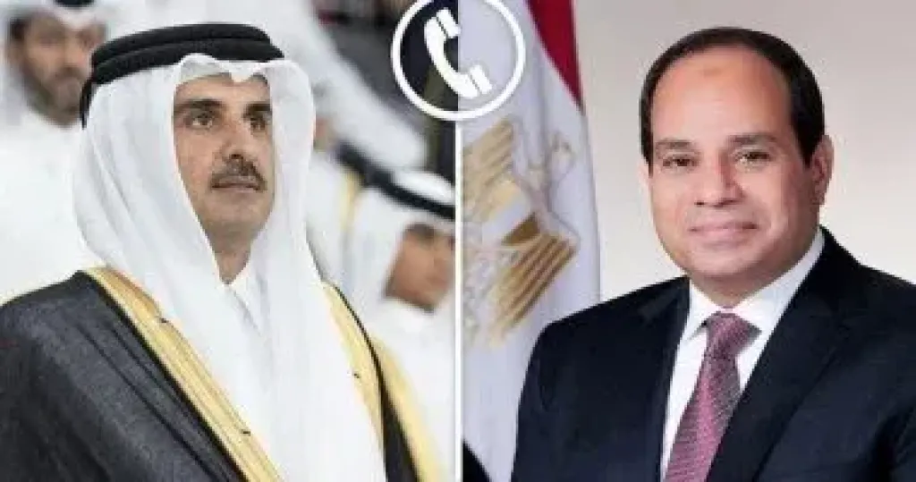 الرئيس عبد الفتاح السيسي وأخيه الأمير تميم بن حمد آل ثاني أمير دولة قطر