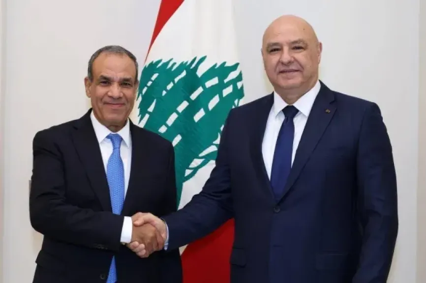 بدر عبد العاطي مع رئيس لبنان