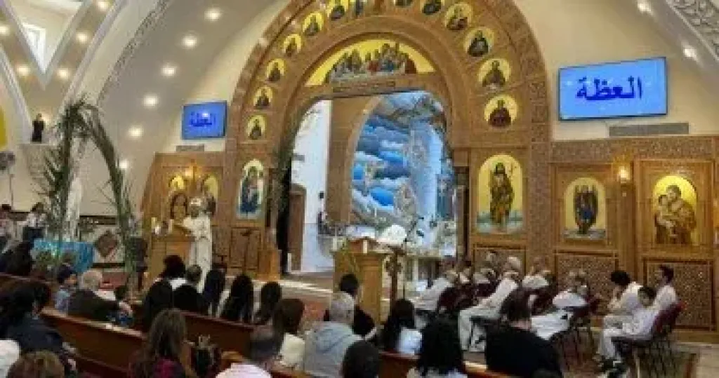 كنيسة السيدة العذراء بالقاهرة الجديدة تحتفل بأحد الشعانين