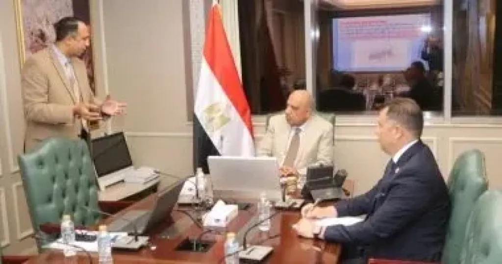 الدكتور محمود عصمت وزير الكهرباء وجانب من الاجتماع