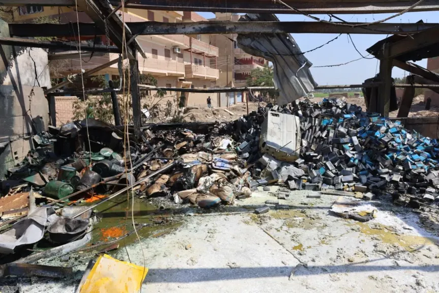 حريق هائل بمخزن للدهانات بقرية عرب الرمل فى المنوفية