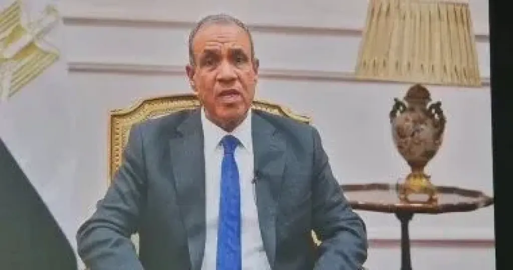 وزير الخارجية خلال إلقاء كلمته