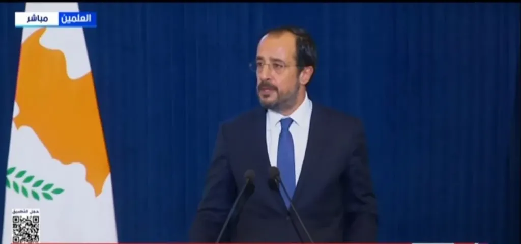 الرئيس نيكوس كريستودوليدس رئيس جمهورية قبرص خلال كلمته