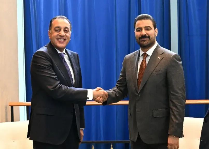 الدكتور مصطفى مدبولي، رئيس مجلس الوزراء وعلي فالح الزيدي، رئيس مجلس الوزراء العراقي 