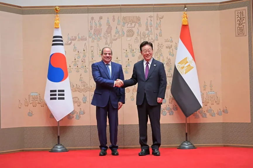 السيد الرئيس عبد الفتاح السيسي خلا لقائه برئيس كوريا الجنوبية